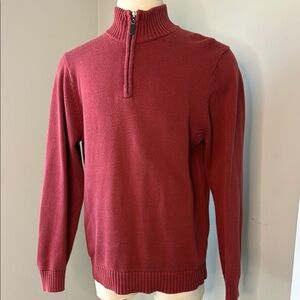 L.L. Bean Men’s 1/4 Zip Cotton Sweater Nantucket Red